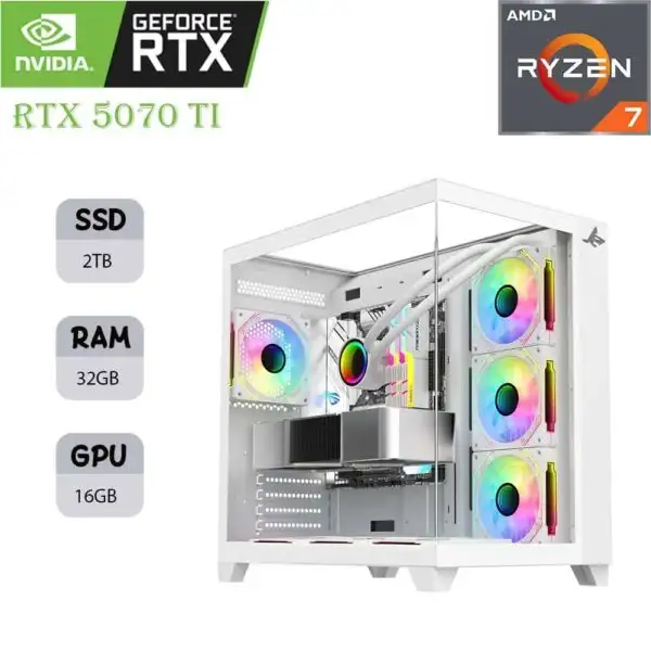 SHARX PROFIN GAMING PC | AMD 7 9800X 3D | RTX 5070 TI 16GB | 32GB RAM | 2TB SSD
