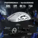 Attack Shark R5 Ultra Carbon Fiber Wireless 8k Paw3950max Gaming Mouse - White - Image 4