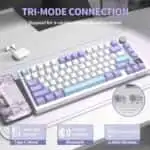 ATTACK SHARK X820Ultra Tri-mode Gasket Mechanical Keyboard - Star White + Shark Switch (Arabic) - Image 3