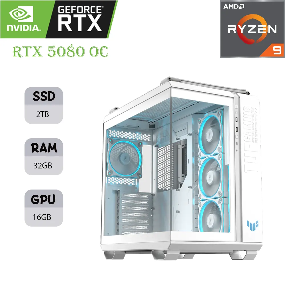 setsrtsrysr (1) ASUS TUF GAMING PC | AMD RYZEN 9 9950X3D | RTX 5080 OC 16GB | 32GB RAM | 2TB SSD - Image 1