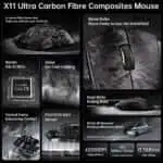 ATTACK SHARK X11 Ultra Wireless Gaming Mouse - Black - Image 3