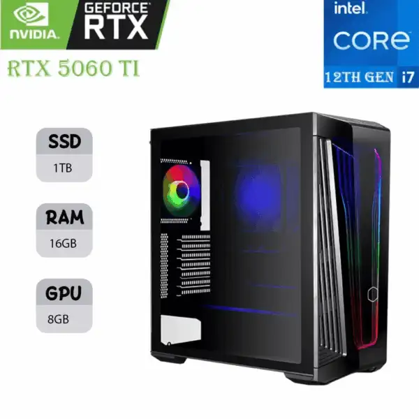 COOLER MASTER GAMING PC | INTEL I7-12K | RTX 5060 TI OC 8GB | 16GB RAM | 1TB SSD