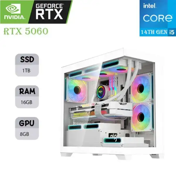DARKFLASH GAMING PC | INTEL I5-14F | RTX 5060 OC 8GB | 16GB RAM | 1TB SSD