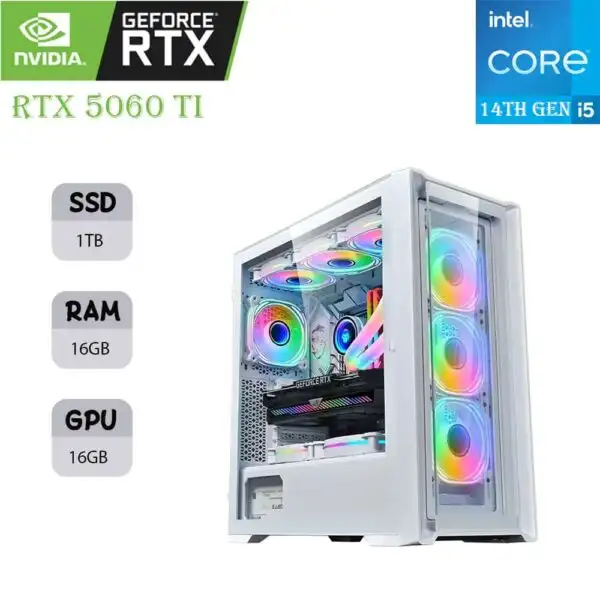 LOVINGCOOL LC-360J GAMING PC | INTEL I5-14F | RTX 5060 TI 16GB | 16GB RAM | 1TB SSD