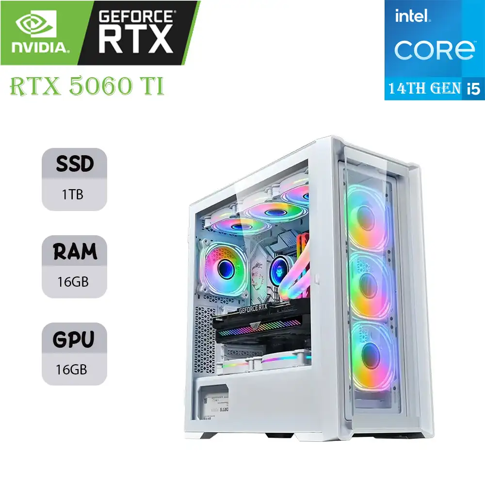 wefwsfwrg (1) LOVINGCOOL LC-360J GAMING PC | INTEL I5-14F | RTX 5060 TI 16GB | 16GB RAM | 1TB SSD - Image 1