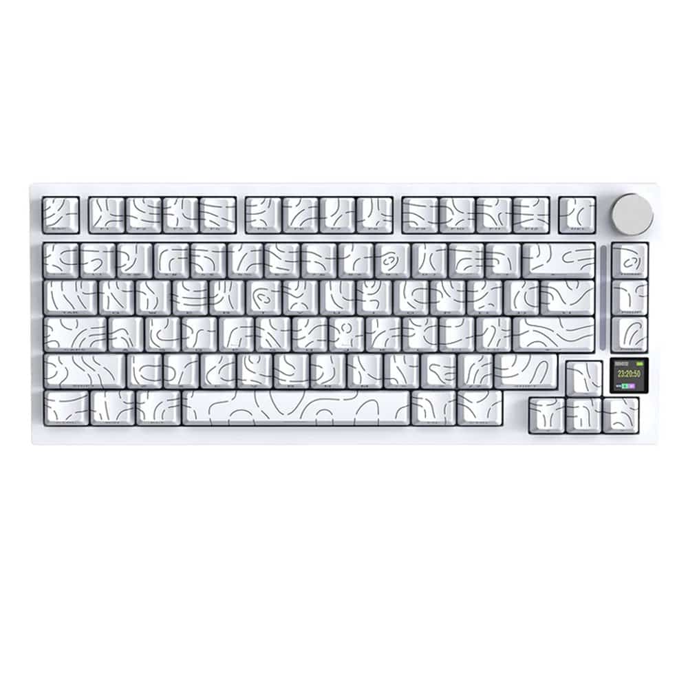 wieudjwd كيبورد أتاك شارك الميكانيكي بهيكل جاسميت وثلاثي أوضاع الاتصال - White Contours +Shark Switch<br/> - الصورة 1