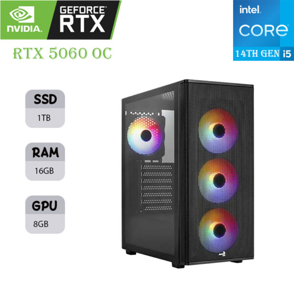 AEROCOOL GAMING PC | INTEL I5 14TH GEN | RTX 5060 OC 8GB | 16GB RAM | 1TB SSD