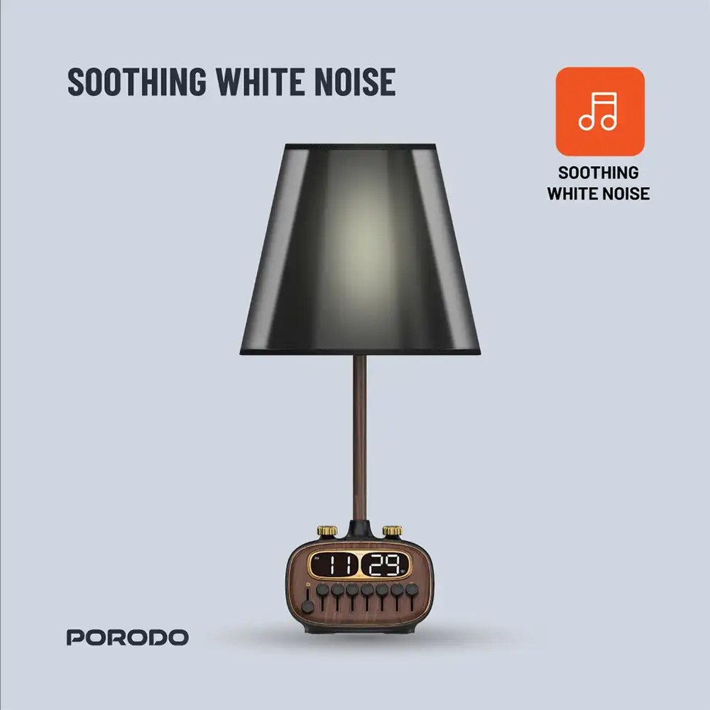 ⁦مصباح مكتب Retro من Porodo Lifestyle مع ضوضاء بيضاء ومكبر صوت Bluetooth - أسود⁩ - الصورة ⁦3⁩