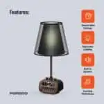 ⁦مصباح مكتب Retro من Porodo Lifestyle مع ضوضاء بيضاء ومكبر صوت Bluetooth - أسود⁩ - الصورة ⁦2⁩