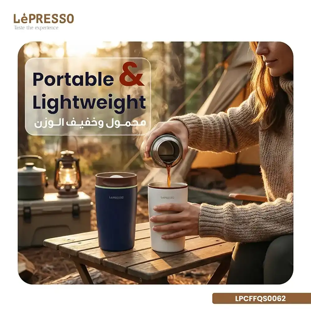 ⁦كوب LePresso QuirkSip المعزول حرارياً بجدار مزدوج وفراغ هوائي سعة 360 مل - بيج⁩ - الصورة ⁦6⁩