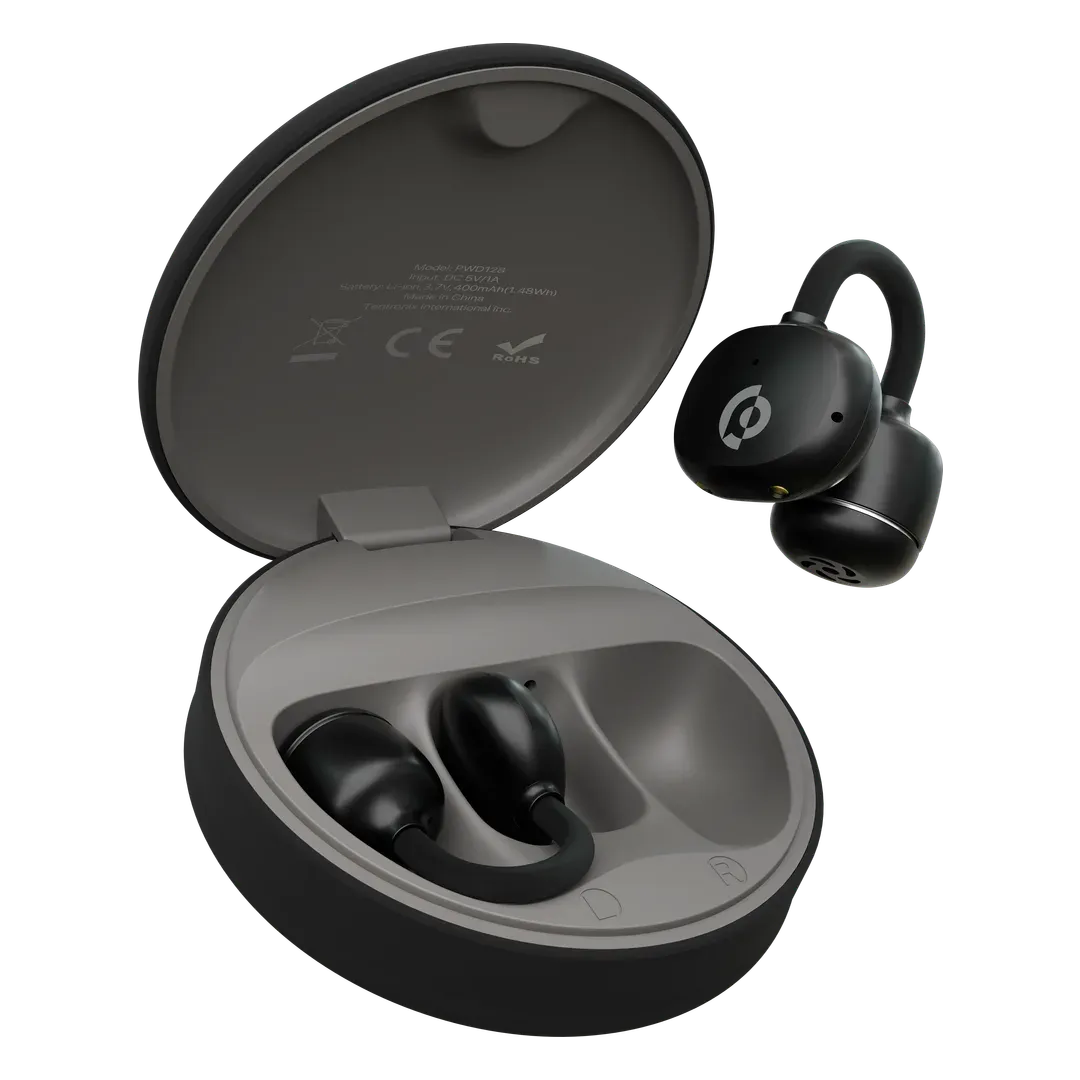 PWD128BK Powerology Cherry Open-Ear Wireless Earphones - Black Powerology Cherry Open-Ear Wireless Earphones - Black - Image 1