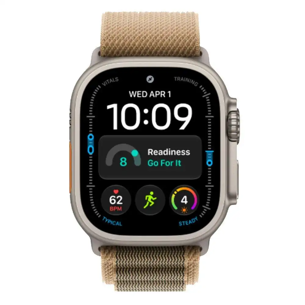 esdsger (1) Apple Watch Ultra 4, GPS + Cellular, 49mm, Natural Titanium Case with Desert Alpine Loop - M - Image 1