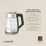 LePresso Multi-Temperature Illuminated Glass Kettle - Black - Image 5
