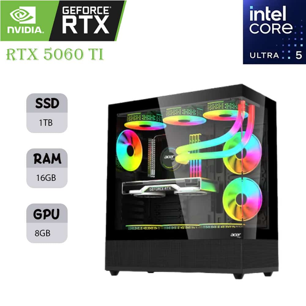 fsgvsdzvgsvf (1) كمبيوتر ألعاب ACER | INTEL ULTRA 5 245K | RTX 5060TI OC 8GB | 16GB RAM | 1TB SSD - الصورة 1