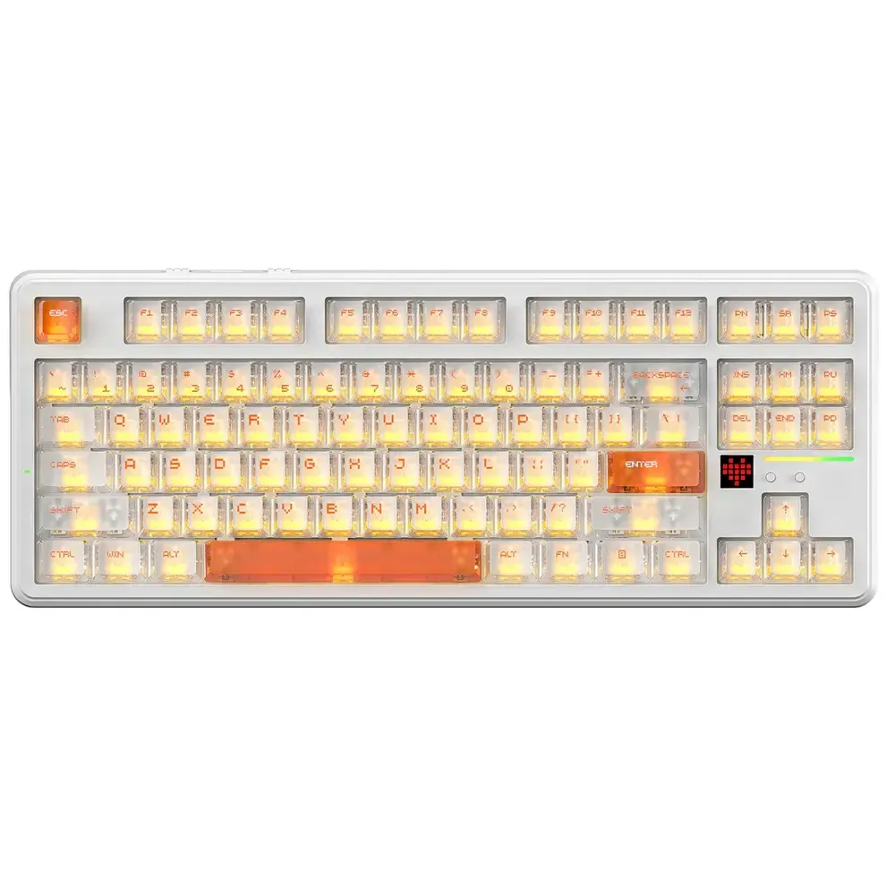 ij3del ATTACK SHARK X87 ULTRA Wireless Mechanical Keyboard With 8K Wireless Receiver - Iced Orange - Image 1