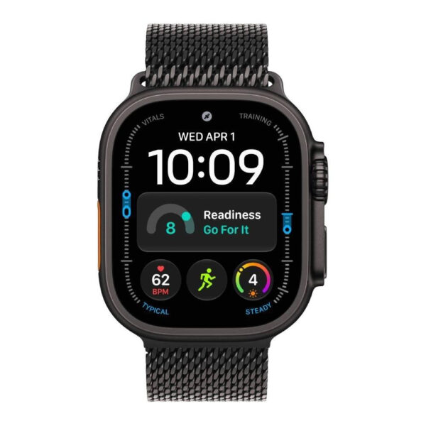 Apple Watch Ultra 4, GPS + Cellular, 49mm, Black Titanium Case with Black Titanium Milanese Loop - M