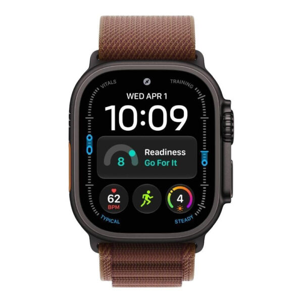 Apple Watch Ultra 4, GPS + Cellular, 49mm, Black Titanium Case with Burgundy Alpine Loop - M