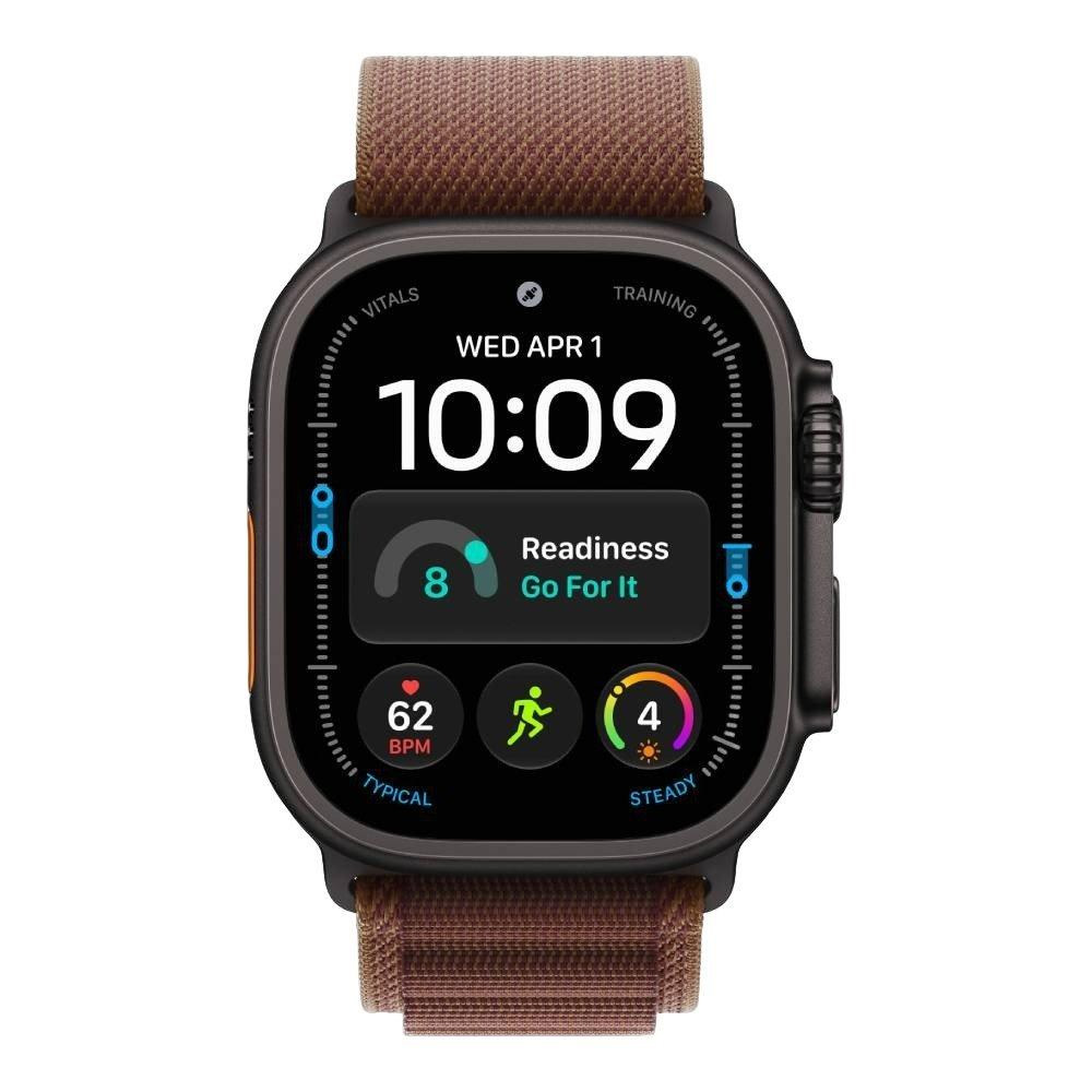 isjemljmsed Apple Watch Ultra 4, GPS + Cellular, 49mm, Black Titanium Case with Burgundy Alpine Loop - M - Image 1