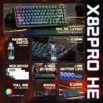 ATTACK SHARK X82 PRO HE Wireless Rapid Trigger Gaming Keyboard Magnetic Switch - Black Contour Line - Image 2