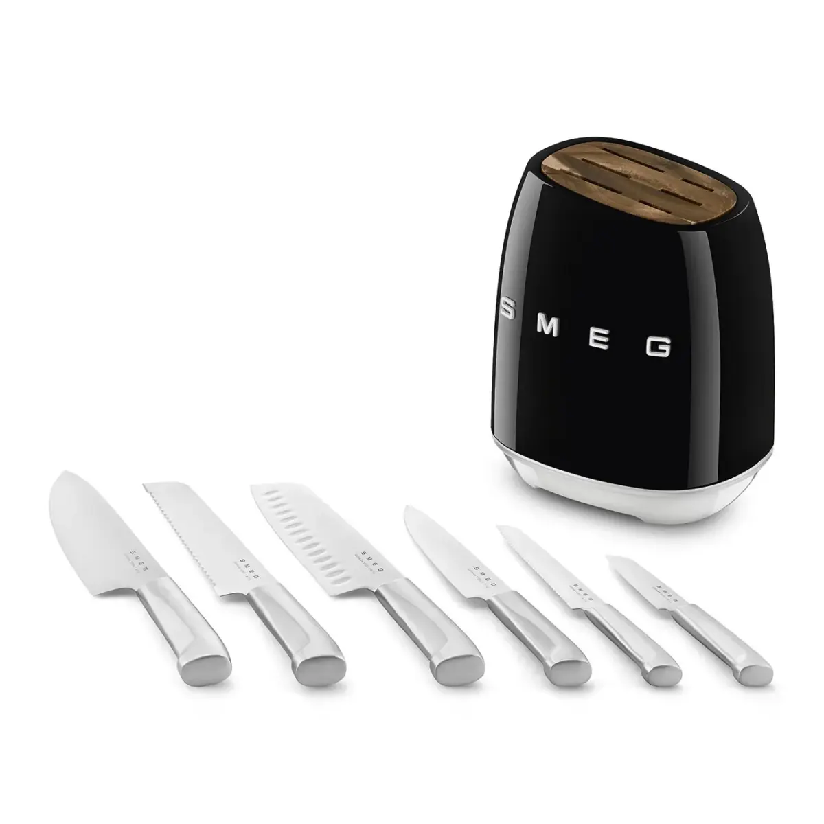 Smeg 50's Style Knife block Set - Black - Image 4