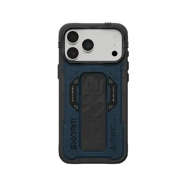 حافظة SkinArma Phantom تدعم MagSafe مع مسند ومقبض تثبيت لهاتف iPhone 18 Pro Max - أزرق