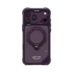 حافظة SkinArma Saturn تدعم MagSafe مع مسند دوار Rotating Kick-Stand لهاتف iPhone 18 Pro Max - عنابي
