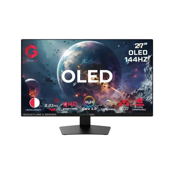 GAMEON GO27QDOLD144 Signature X Series 27" OLED QHD, 144Hz, 0.03ms, HDMI 2.1, Gaming Monitor (Supports PS5) - Black