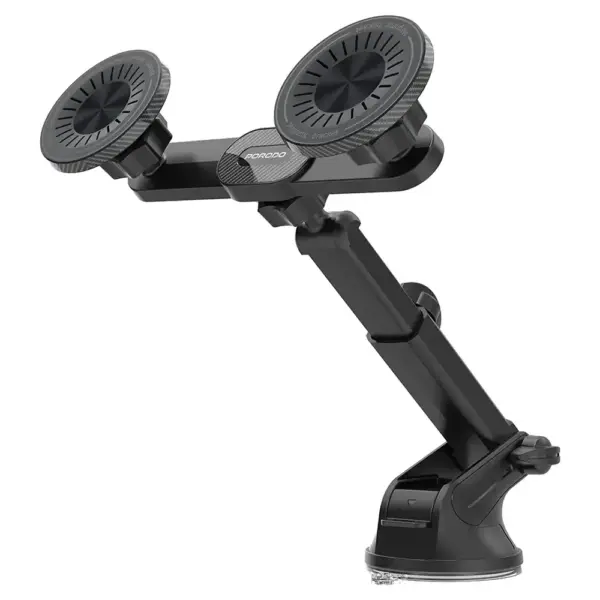 Porodo Dax-L Dual MagSafe Car Phone Mount with Adjustable Telescopic Arm - Black