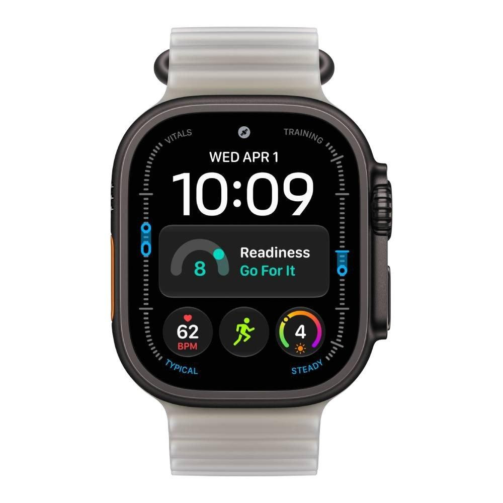 lkjmdlcs Apple Watch Ultra 4, GPS + Cellular, 49mm, Natural Titanium Case with Translucent Grey Ocean Band - Image 1