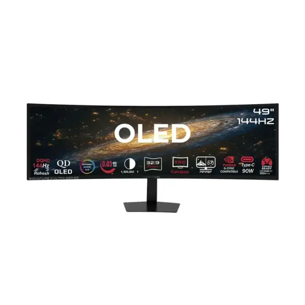 GAMEON GOM49DQDOLD144 Signature X Ultra Series 49" QD OLED, 144Hz, 0.03ms, HDMI 2.1, Curved Gaming Monitor 1800R 32:9 (Supports PS5) - Black
