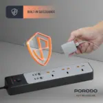 Porodo 3AC | 45W | 300W Power Strip - Black - Image 2