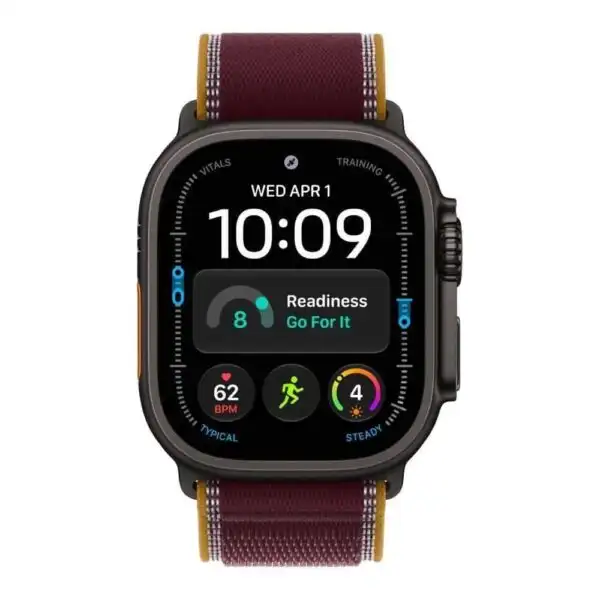 Apple Watch Ultra 4, GPS + Cellular, 49mm, Black Titanium Case with Burgundy Trail Loop - M/L