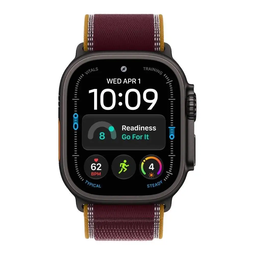rthrjht (1) Apple Watch Ultra 4, GPS + Cellular, 49mm, Black Titanium Case with Burgundy Trail Loop - M/L - Image 1