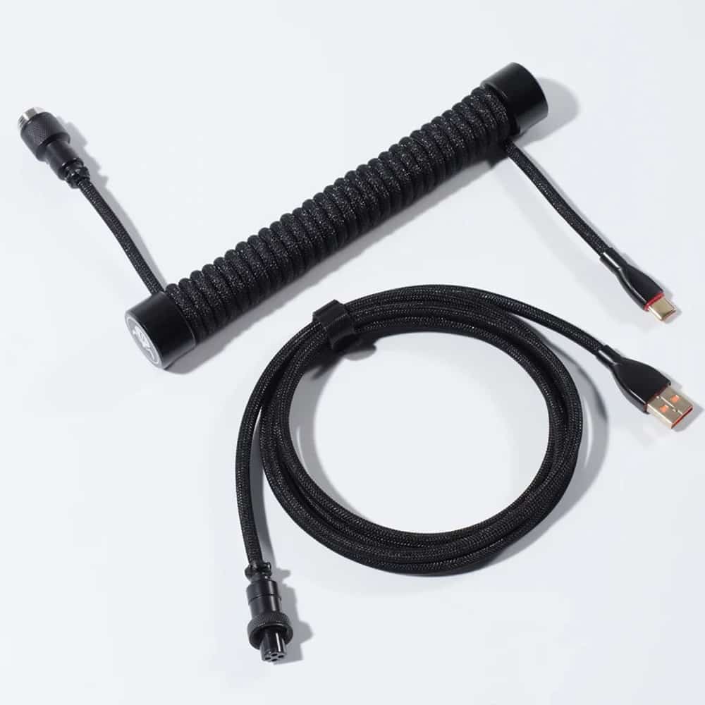 sdfvsdfvdfv GravaStar Coiled Aviator USB Cable - كابل USB ملفوف بموصل Aviator - أسود - الصورة 1