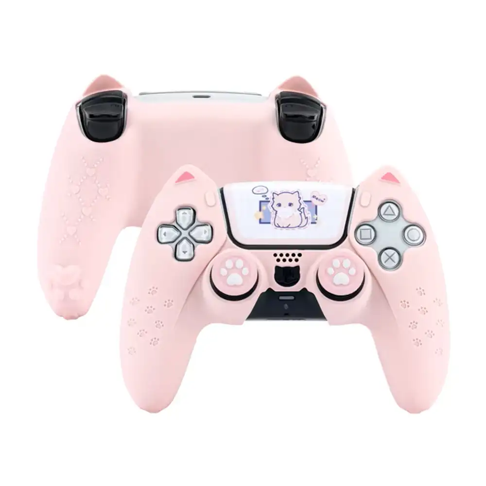 353465487568 GeekShare Silicone Protective Case For PS5 DualSense Controller - Cat Paw Pink - Image 1