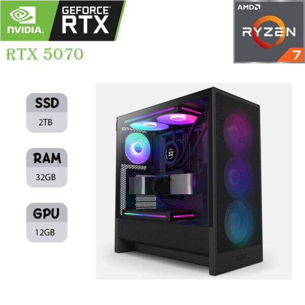 NZXT H5 GAMING PC | AMD 90000 RYZEN 7 9800X3D | RTX 5070 OC 12GB | 32GB RAM | 2TB SSD