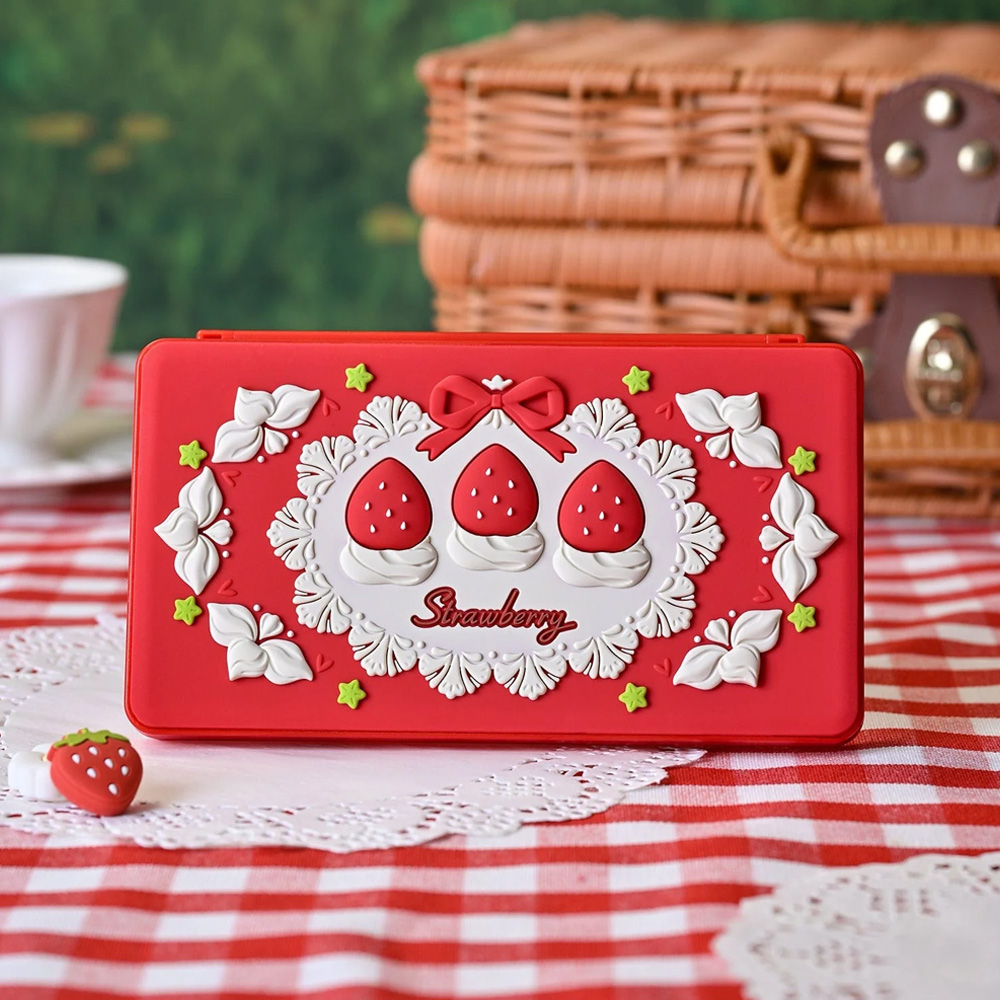 erfdeh (1) GeekShare Cream Strawberry Portable Card Case for Switch 2 - Red - Image 1