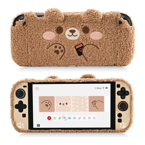 GeekShare Plush Case Protective Cover and Grip Joy Controller for Switch 2 - Plush Bear