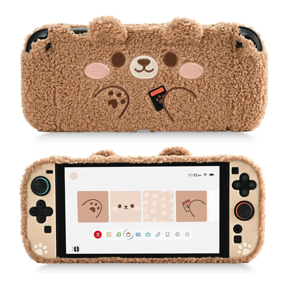 khendje GeekShare Plush Case Protective Cover and Grip Joy Controller for Switch 2 - Plush Bear - Image 1