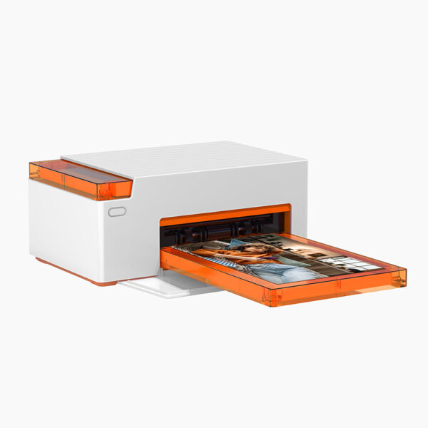 Liene Amber Printer 4x6- 60 Sheet-3X3-20 Sheet Paper & 2 Ink Without Battery - white & orange