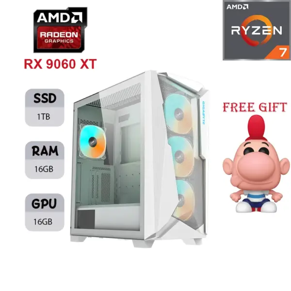 GIGABYTE GAMING PC | AMD RYZEN 7 9700X | RX 9060 XT 16GB | 16GB RAM | 1TB SSD