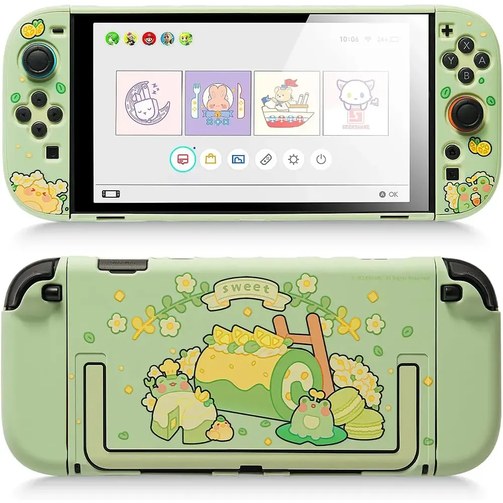lk2d_5 GeekShare Protective Shell Dockable Hard Case For Nintendo Switch 2 - Matcha Froggy - Image 1