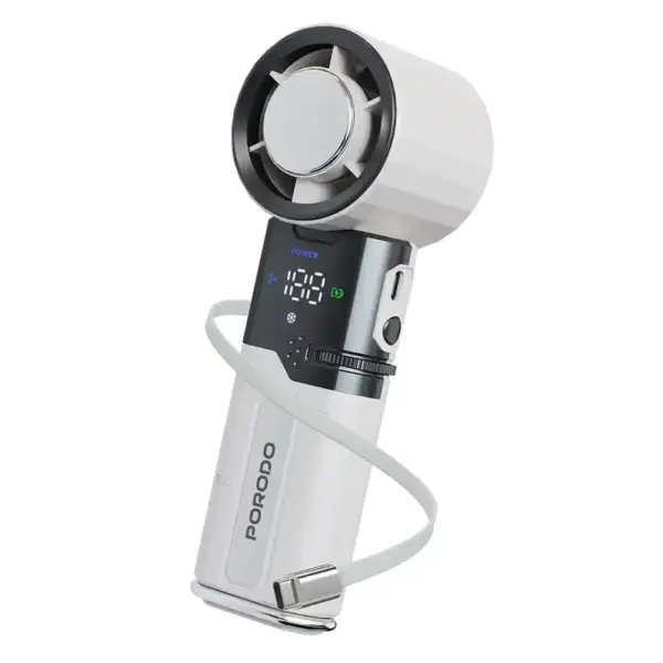 Porodo Lifestyle Chillo Plus Rechargeable Ice Cooling Fan - White