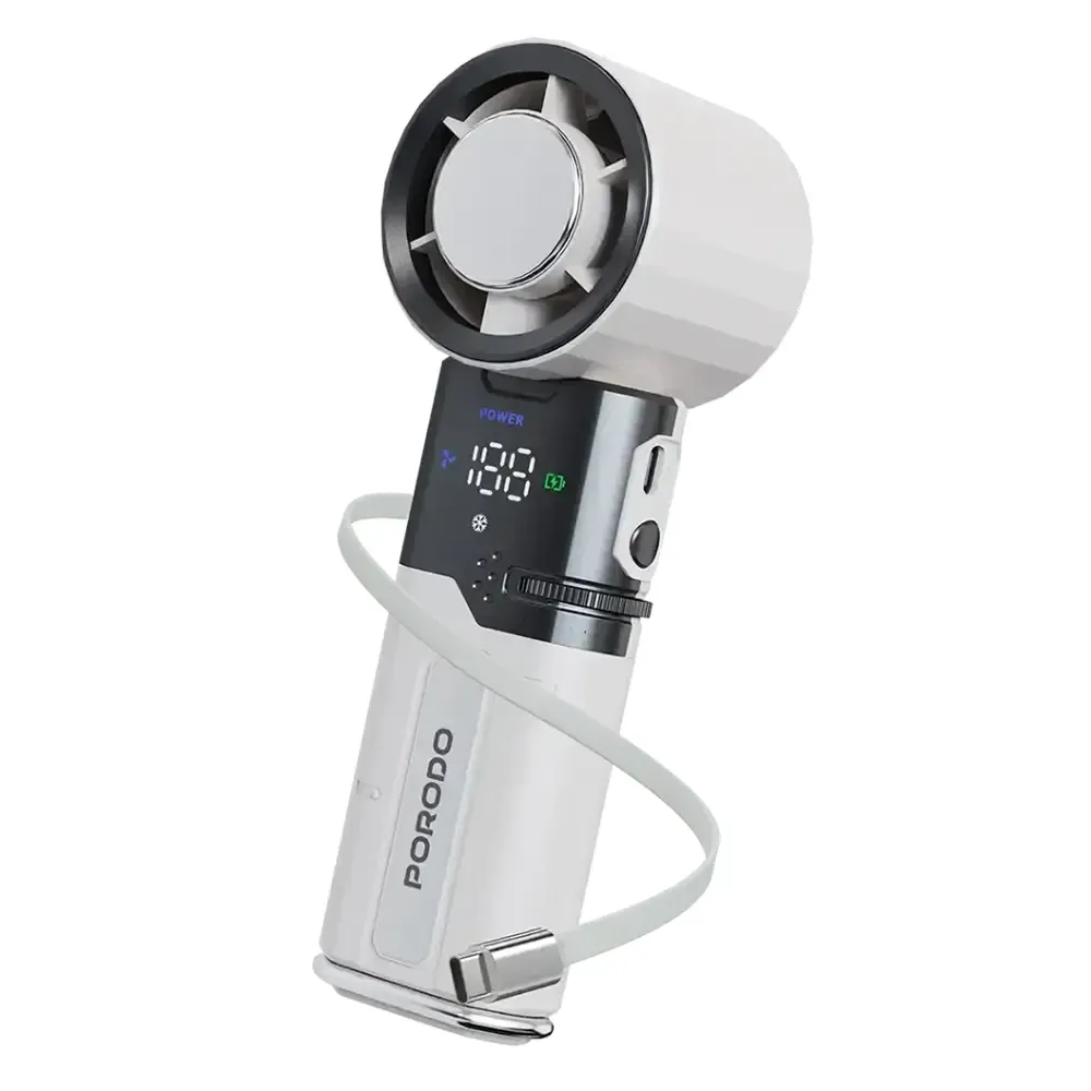 lkde_1_10 Porodo Lifestyle Chillo Plus Rechargeable Ice Cooling Fan - White - Image 1