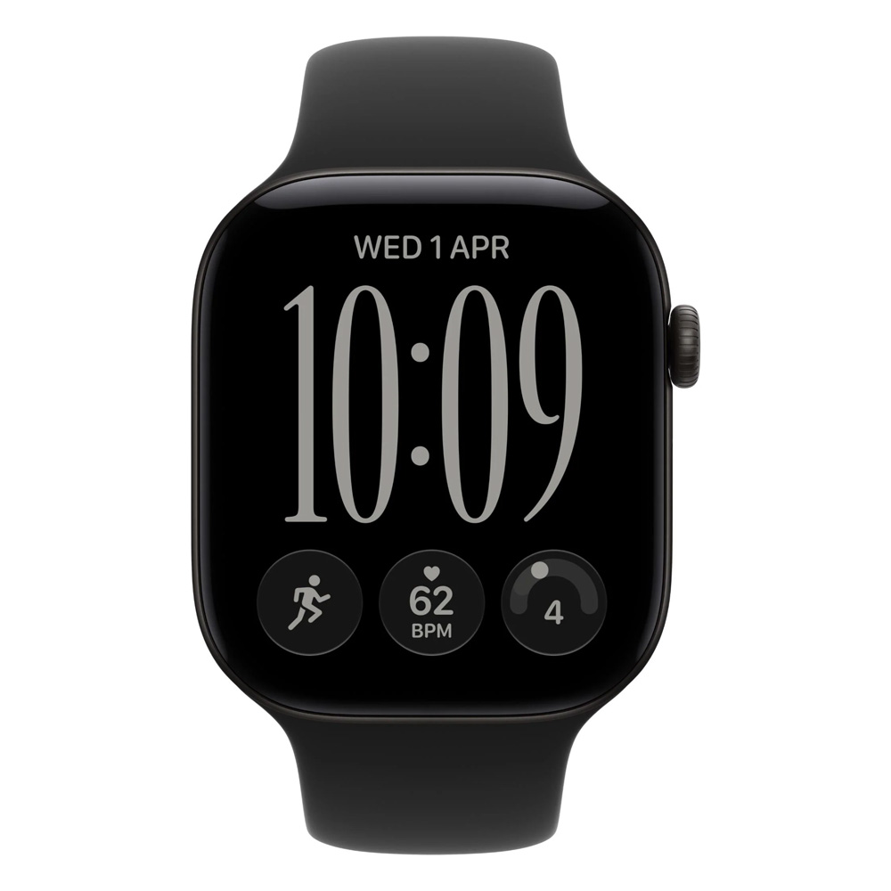 lsijkmec Apple Watch Series 12 46mm Black Aluminium Case GPS Sport Band (S/M) - Black - Image 1