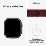 Apple Watch Ultra 4 GPS + Cellular, 49mm Black Titanium Case with Burgundy Trail Loop – S/M - Image 3